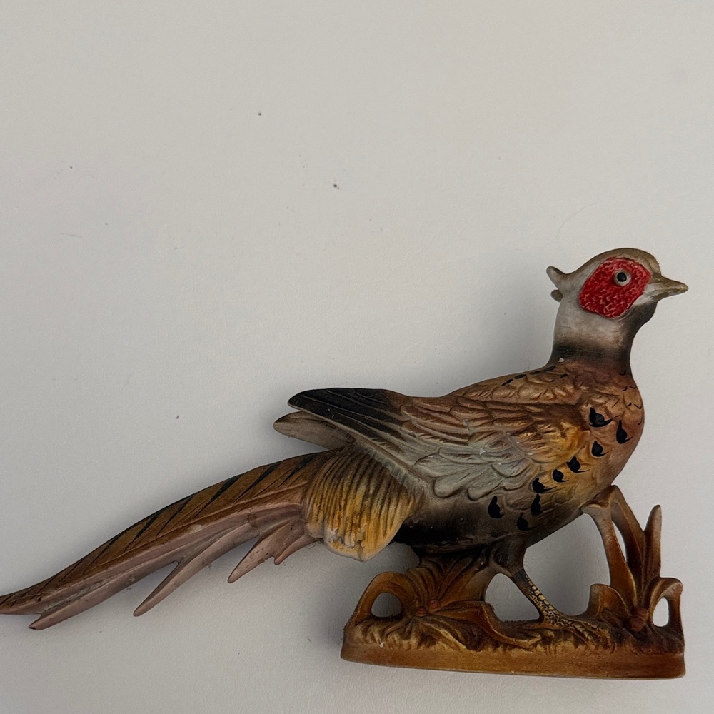 Vintage Inarco Ring Necked Pheasant Sculptures E736 Ceramic Painted Figurine